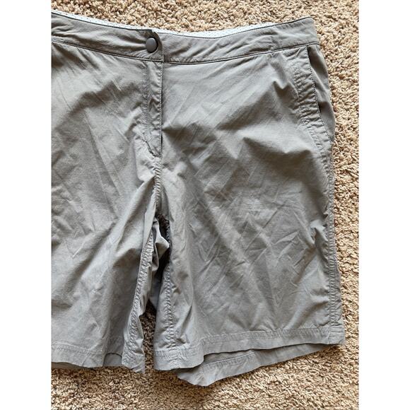 LL Bean Taupe Gray Grey Flat Front Nylon Spandex Outdoor Hiking Shorts Womens 14 - Picture 3 of 5